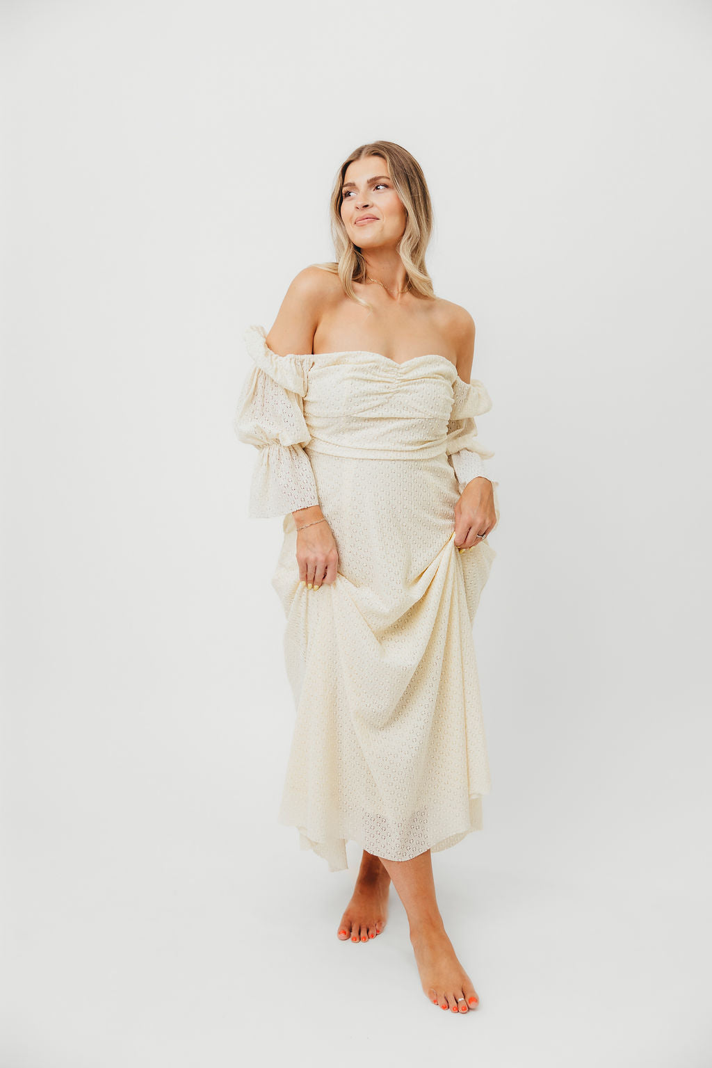 Corrine Tiered Sleeve Maxi Dress with Pockets in Butter Yellow - Bump Friendly