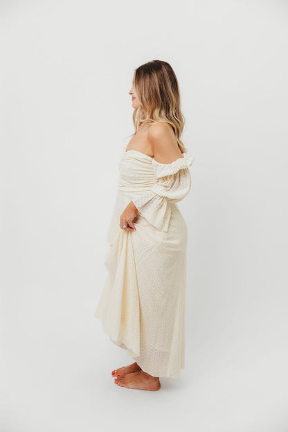 Corrine Tiered Sleeve Maxi Dress with Pockets in Butter Yellow - Bump Friendly