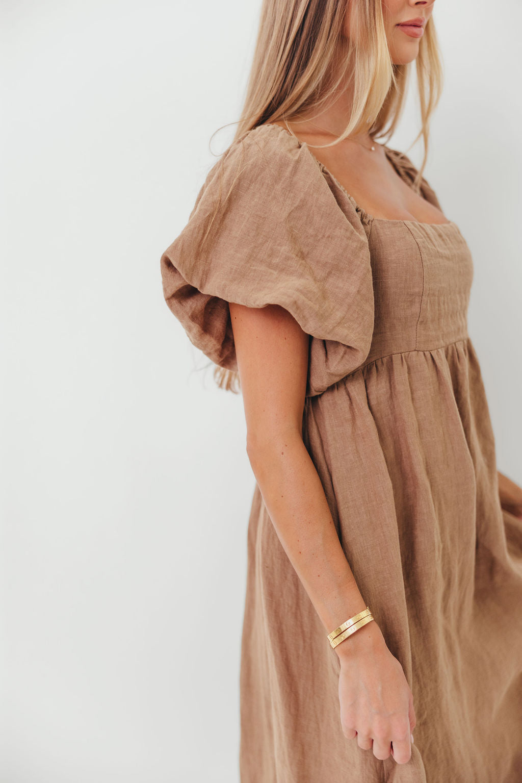 Candace Woven Linen Maxi Dress in Mocha - Bump Friendly