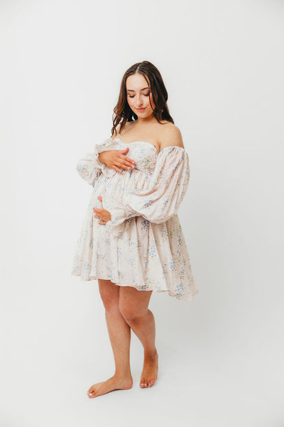 Kennedy Floral Mini Dress in Blue- Bump Friendly