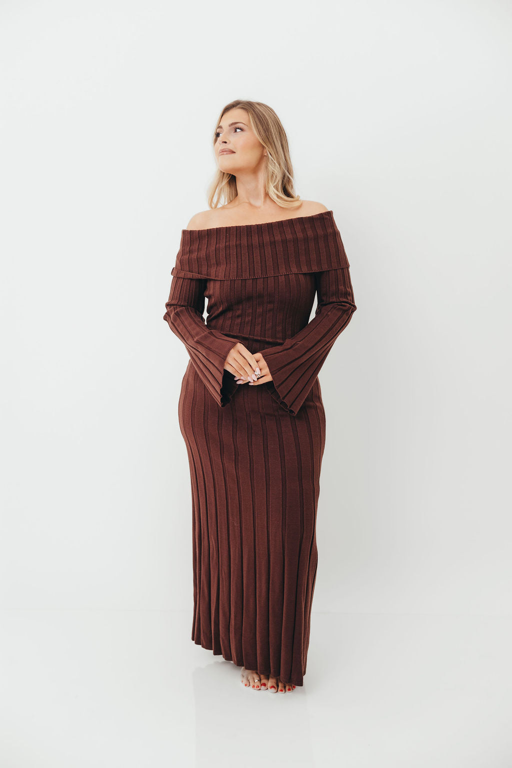 Evella Maxi Dress in Brown - Bump Friendly