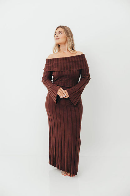 Evella Maxi Dress in Brown - Bump Friendly