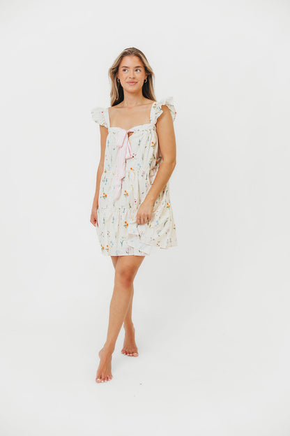 Lulu Flutter Sleeve Mini Dress in Floral
