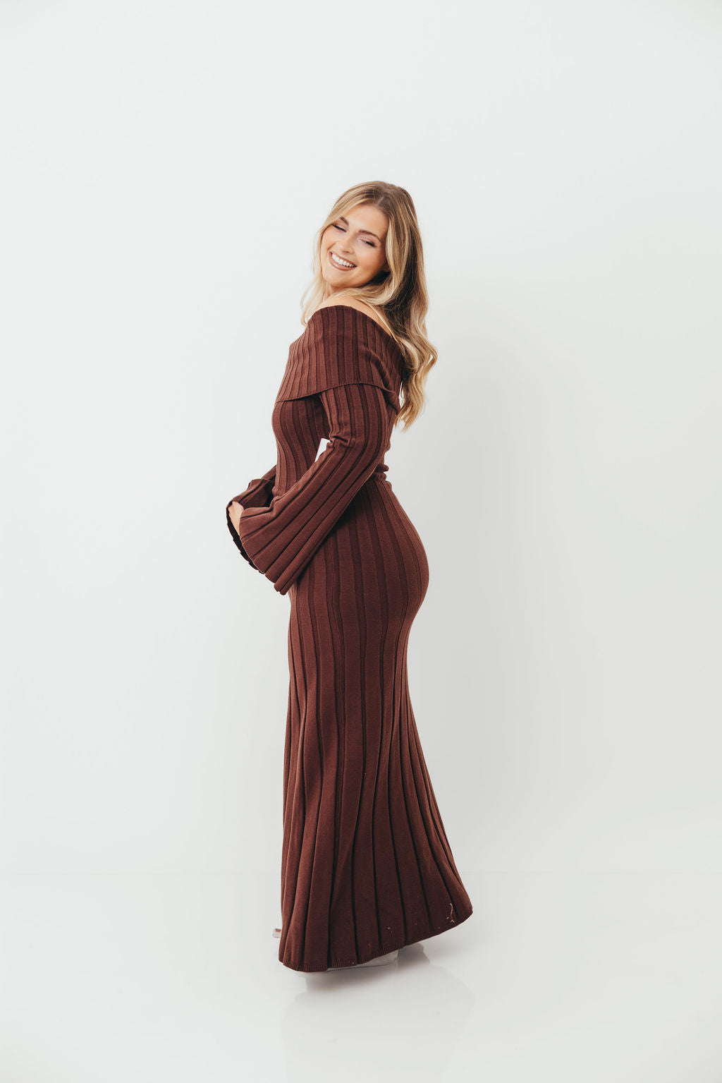 Evella Maxi Dress in Brown - Bump Friendly