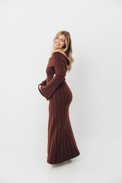 Evella Maxi Dress in Brown - Bump Friendly