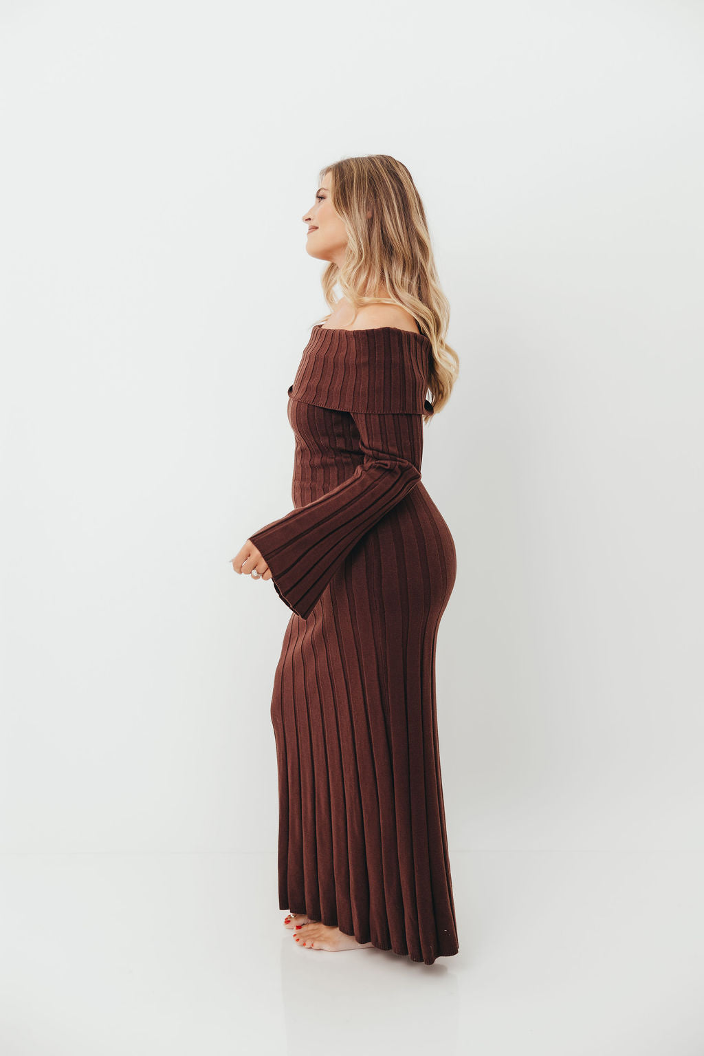 Evella Maxi Dress in Brown - Bump Friendly