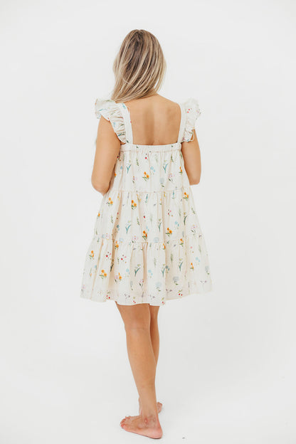 Lulu Flutter Sleeve Mini Dress in Floral