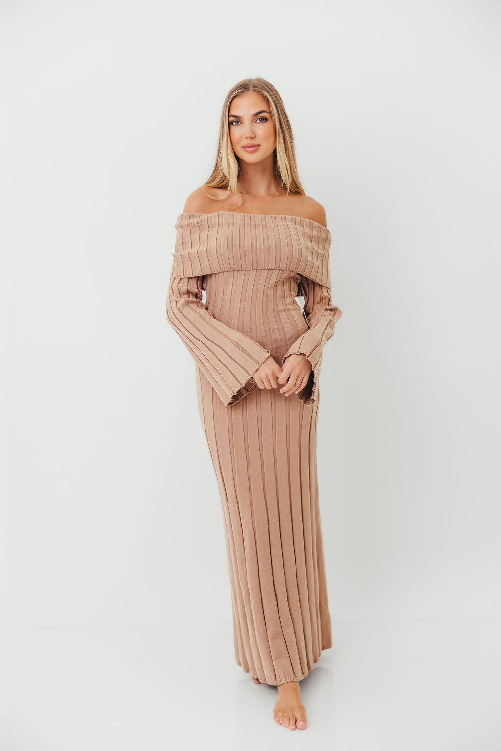 Evella Maxi Dress in Stone - Bump Friendly