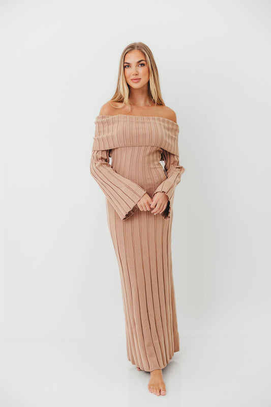 Evella Maxi Dress in Stone - Bump Friendly