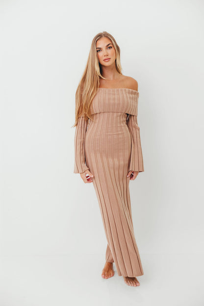 Evella Maxi Dress in Stone - Bump Friendly