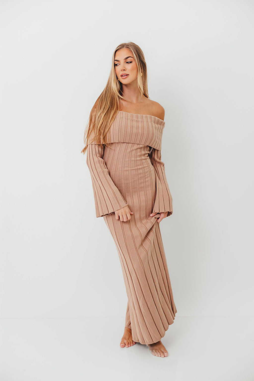 Evella Maxi Dress in Stone - Bump Friendly