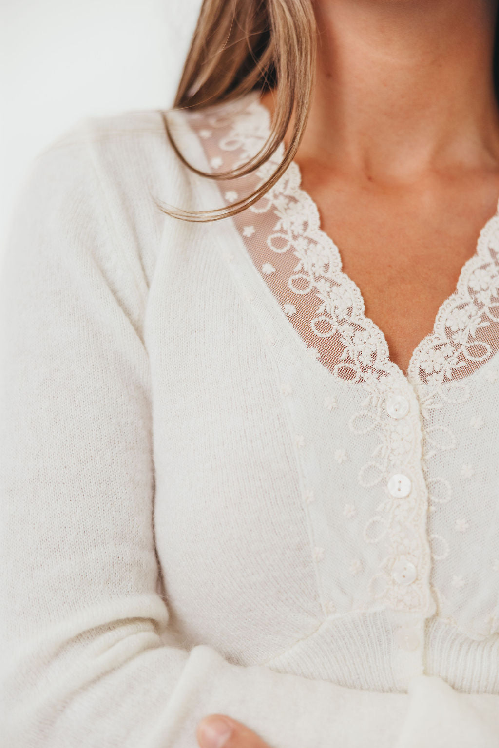 Raquel Lace Trim Top in Cream