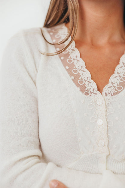 Raquel Lace Trim Top in Cream