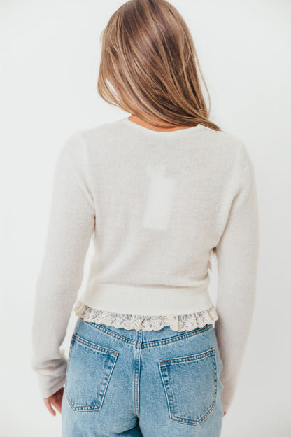Raquel Lace Trim Top in Cream
