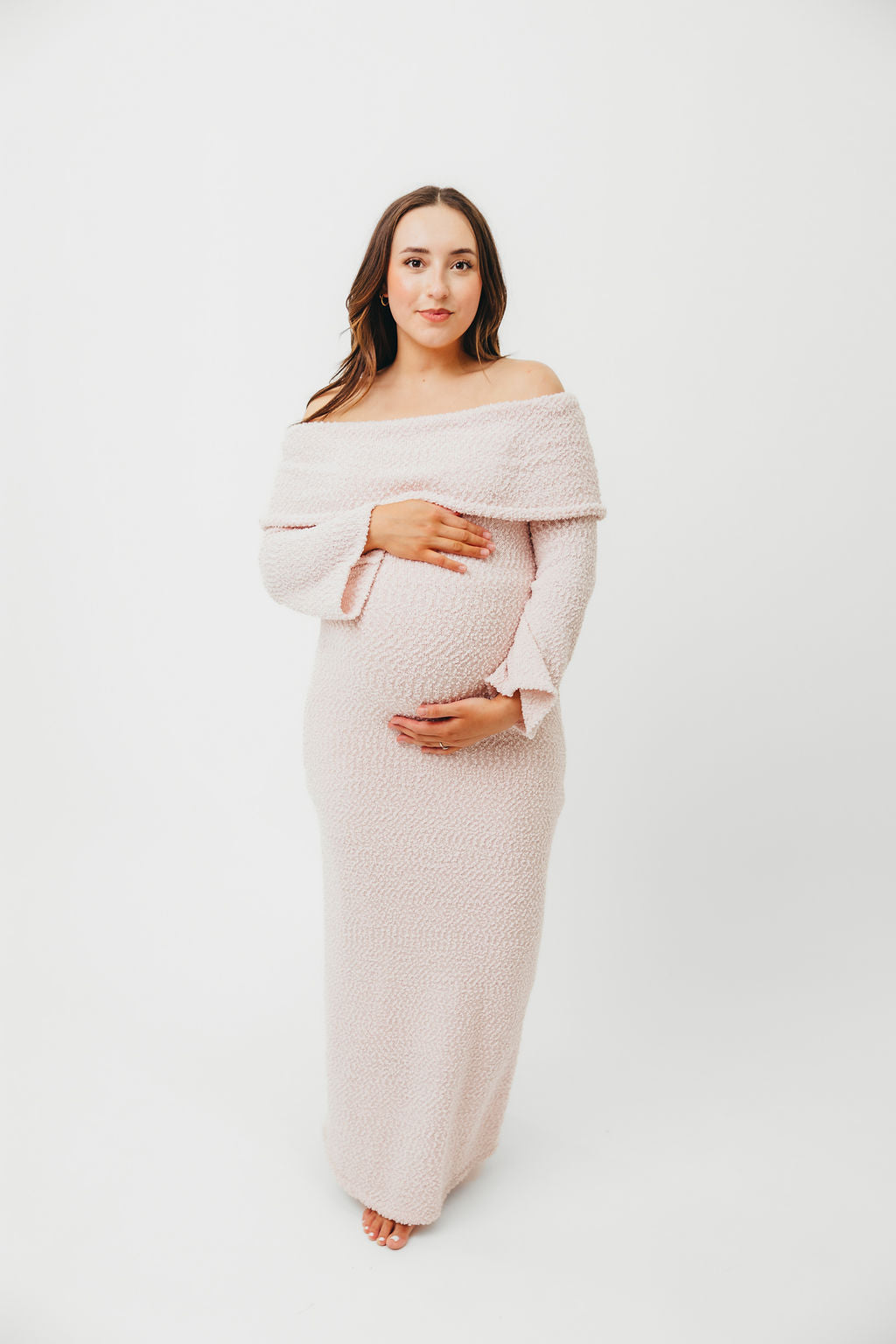 Nora Knit Maxi Dress in Dusty Pink - Bump Friendly