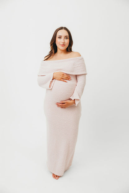 Nora Knit Maxi Dress in Dusty Pink - Bump Friendly