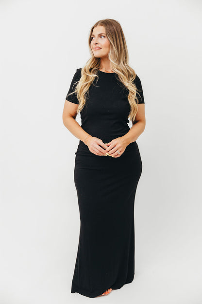 The Charlie Ribbed Maxi Dress in Black