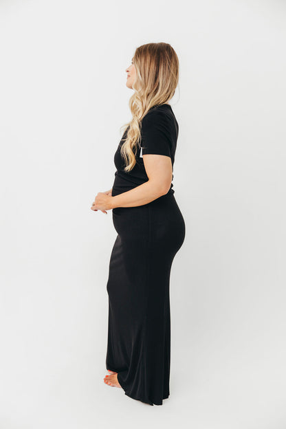 The Charlie Ribbed Maxi Dress in Black