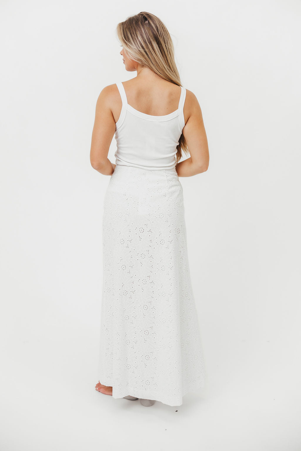 Cathleen Eyelet Maxi Skirt in Ivory