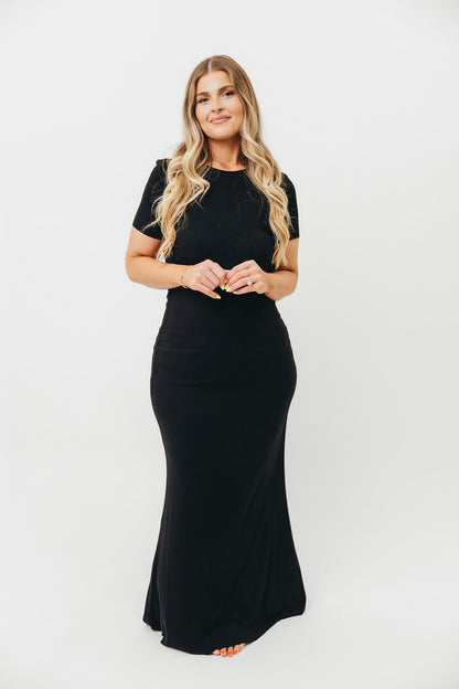 The Charlie Ribbed Maxi Dress in Black
