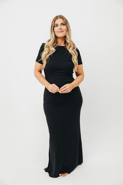 The Charlie Ribbed Maxi Dress in Black
