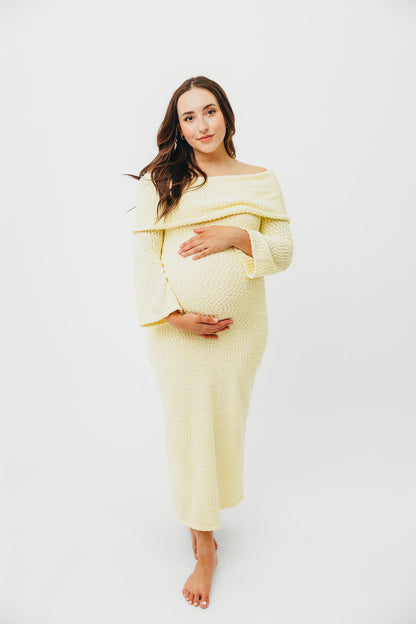 Nora Knit Maxi Dress in Butter Yellow- Bump Friendly