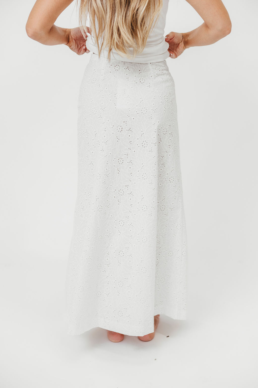 Cathleen Eyelet Maxi Skirt in Ivory