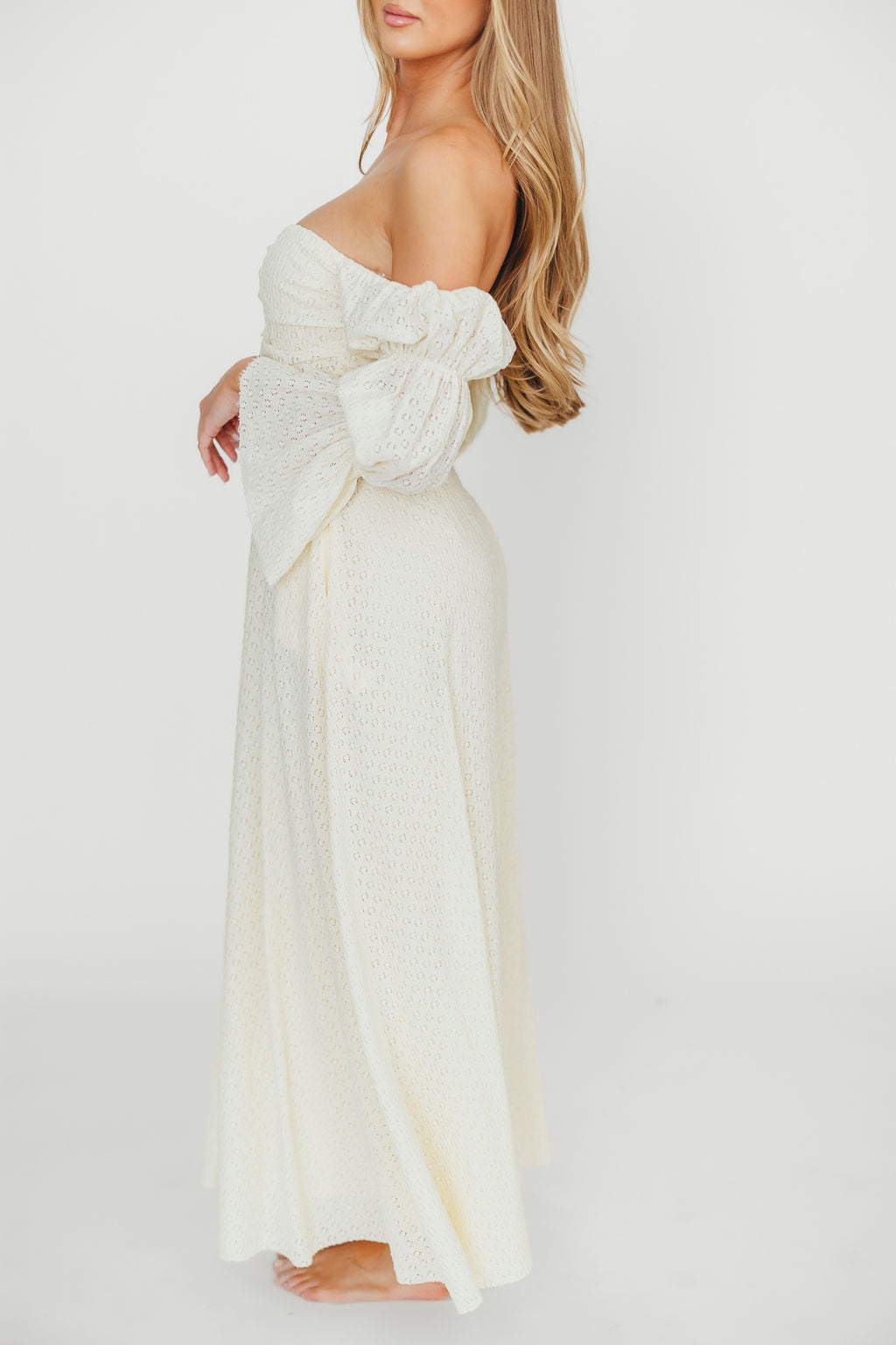 Corrine Tiered Sleeve Maxi Dress with Pockets in Butter Yellow - Bump Friendly