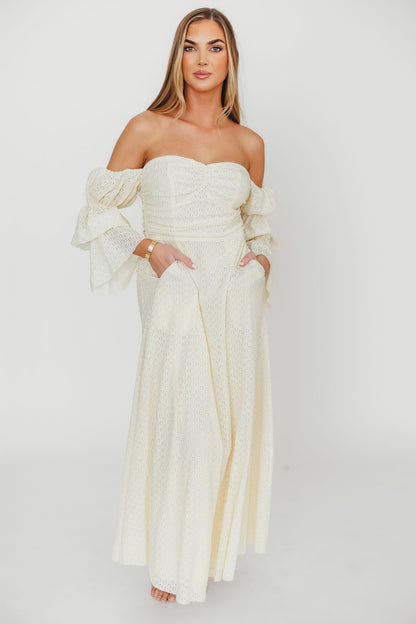 Corrine Tiered Sleeve Maxi Dress with Pockets in Butter Yellow - Bump Friendly