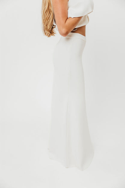 Premium Lauri Sleeveless Button Down Top and Maxi Skirt Set in Off White