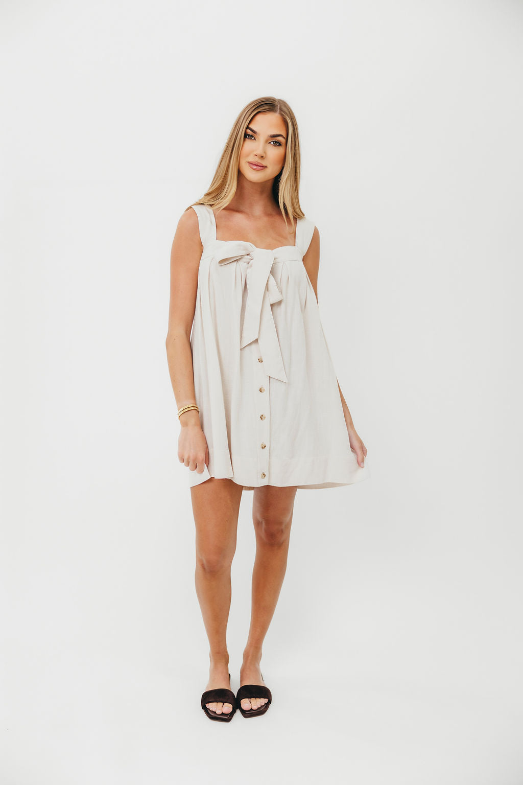 Palermo 100% Cotton Mini Dress in Cream
