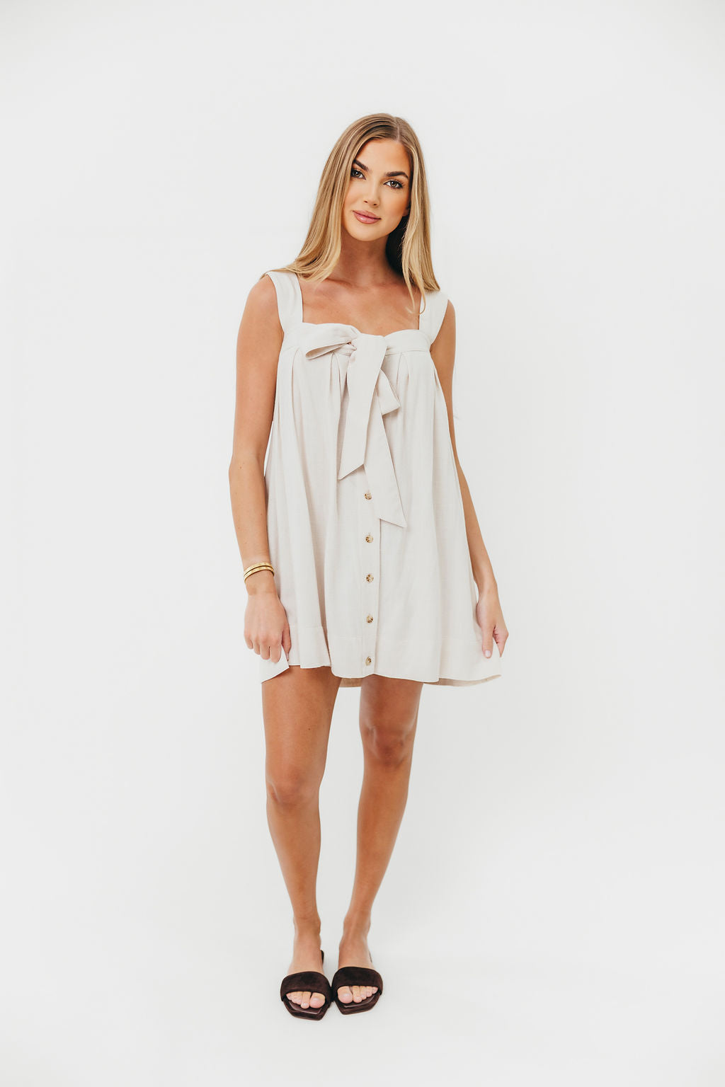 Palermo 100% Cotton Mini Dress in Cream