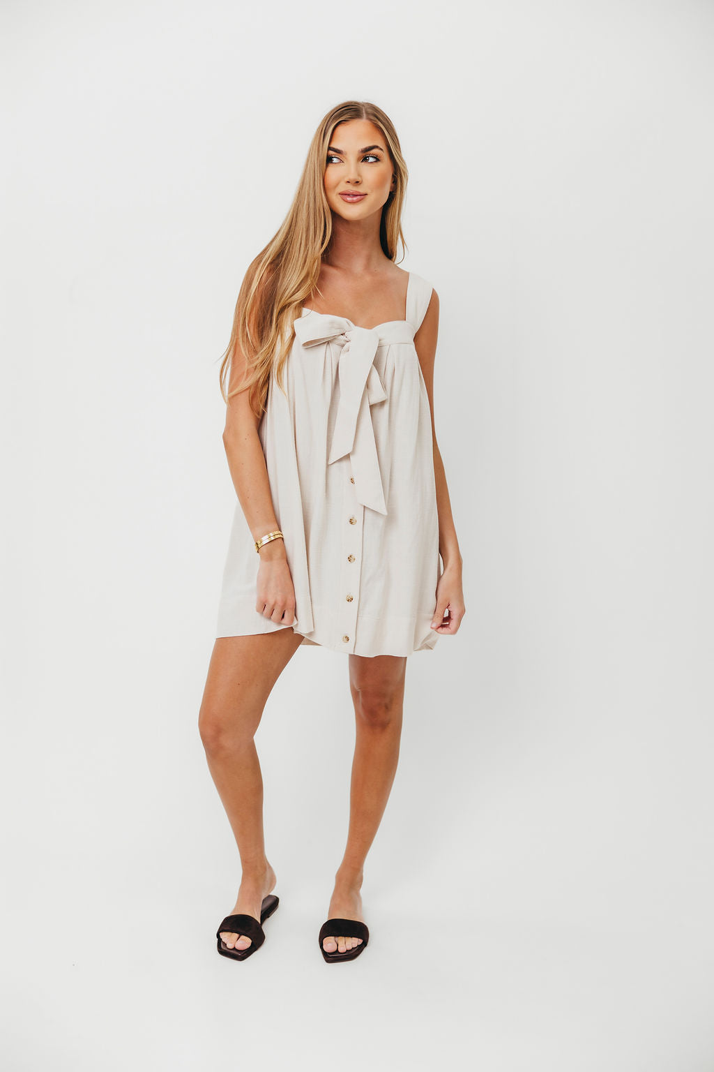 Palermo 100% Cotton Mini Dress in Cream