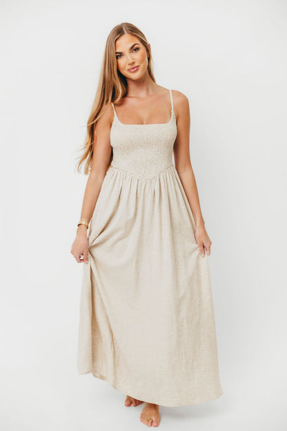 Josefina Smocked Maxi Dress in Natural - Bump Friendly