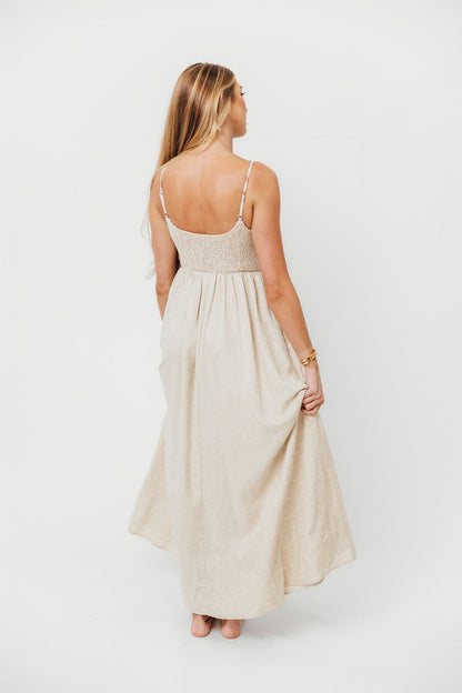 Josefina Smocked Maxi Dress in Natural - Bump Friendly