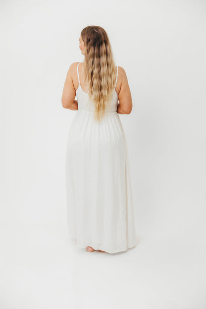 Josefina Smocked Maxi Dress in Off White