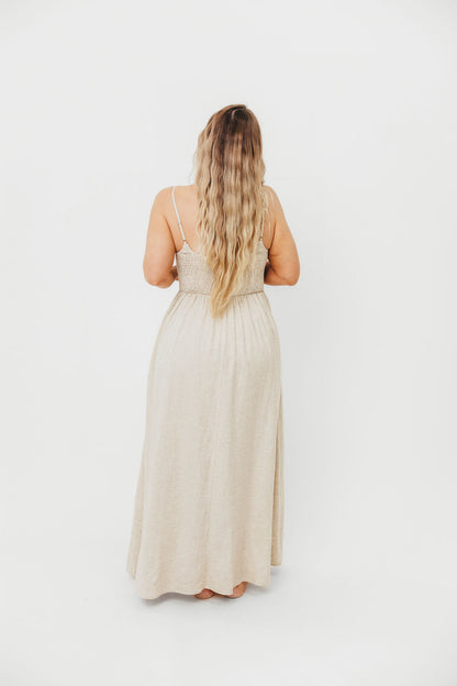 Josefina Smocked Maxi Dress in Natural - Bump Friendly