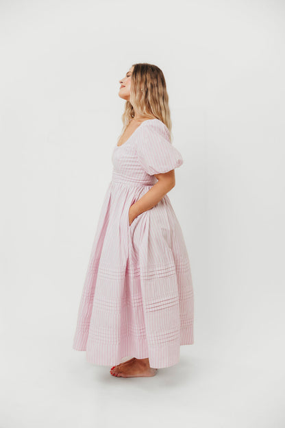 Abby 100% Cotton Midi Dress in Pink