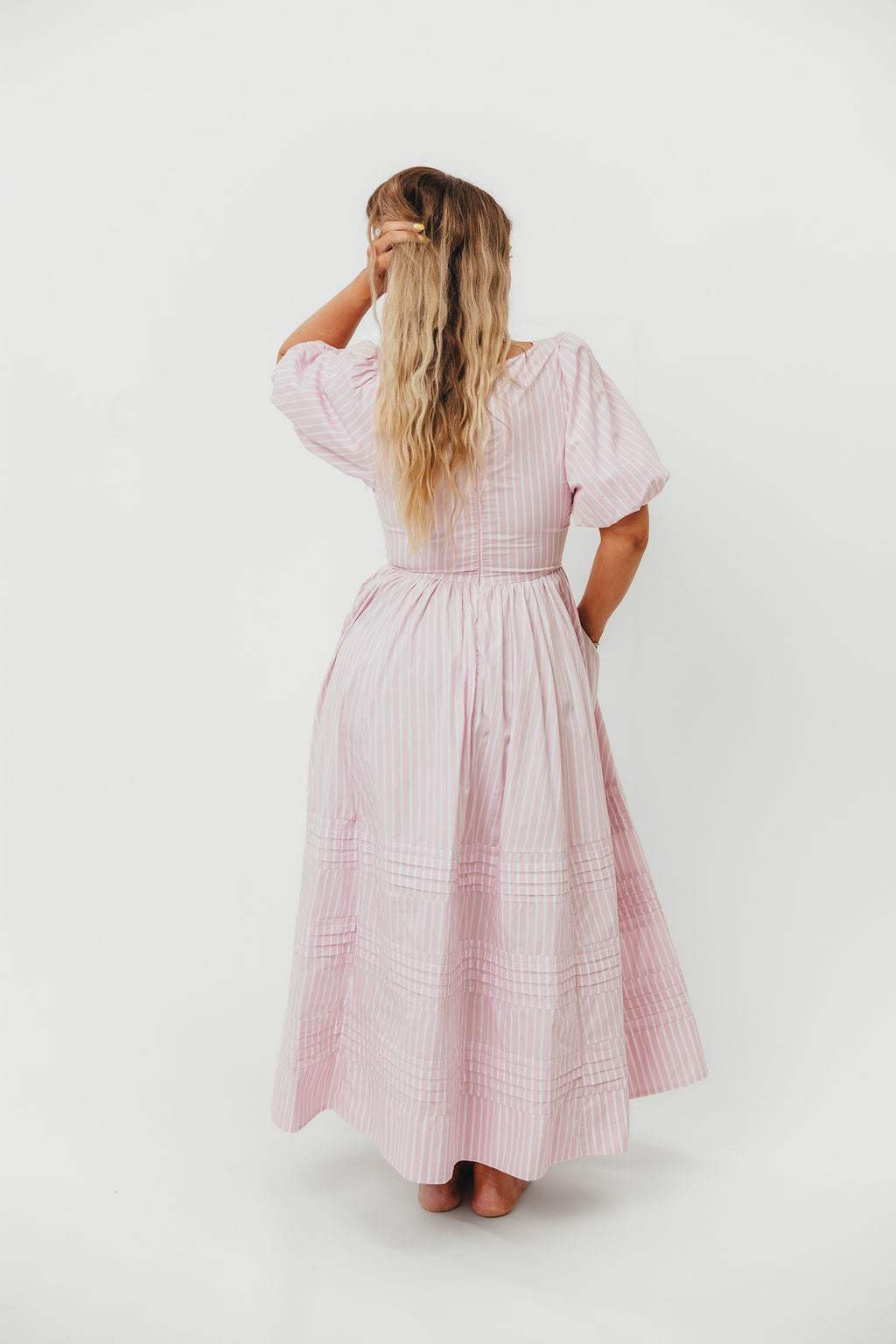 Abby 100% Cotton Midi Dress in Pink