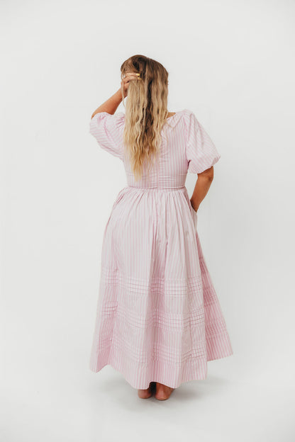 Abby 100% Cotton Midi Dress in Pink