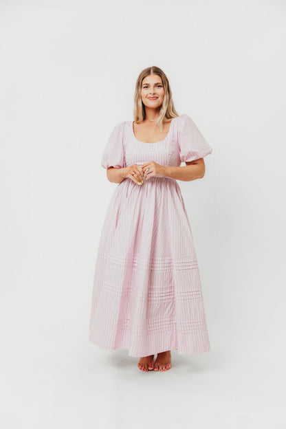 Abby 100% Cotton Midi Dress in Pink