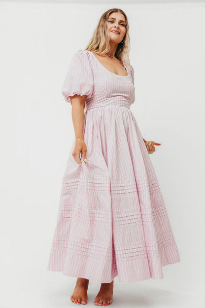 Abby 100% Cotton Midi Dress in Pink