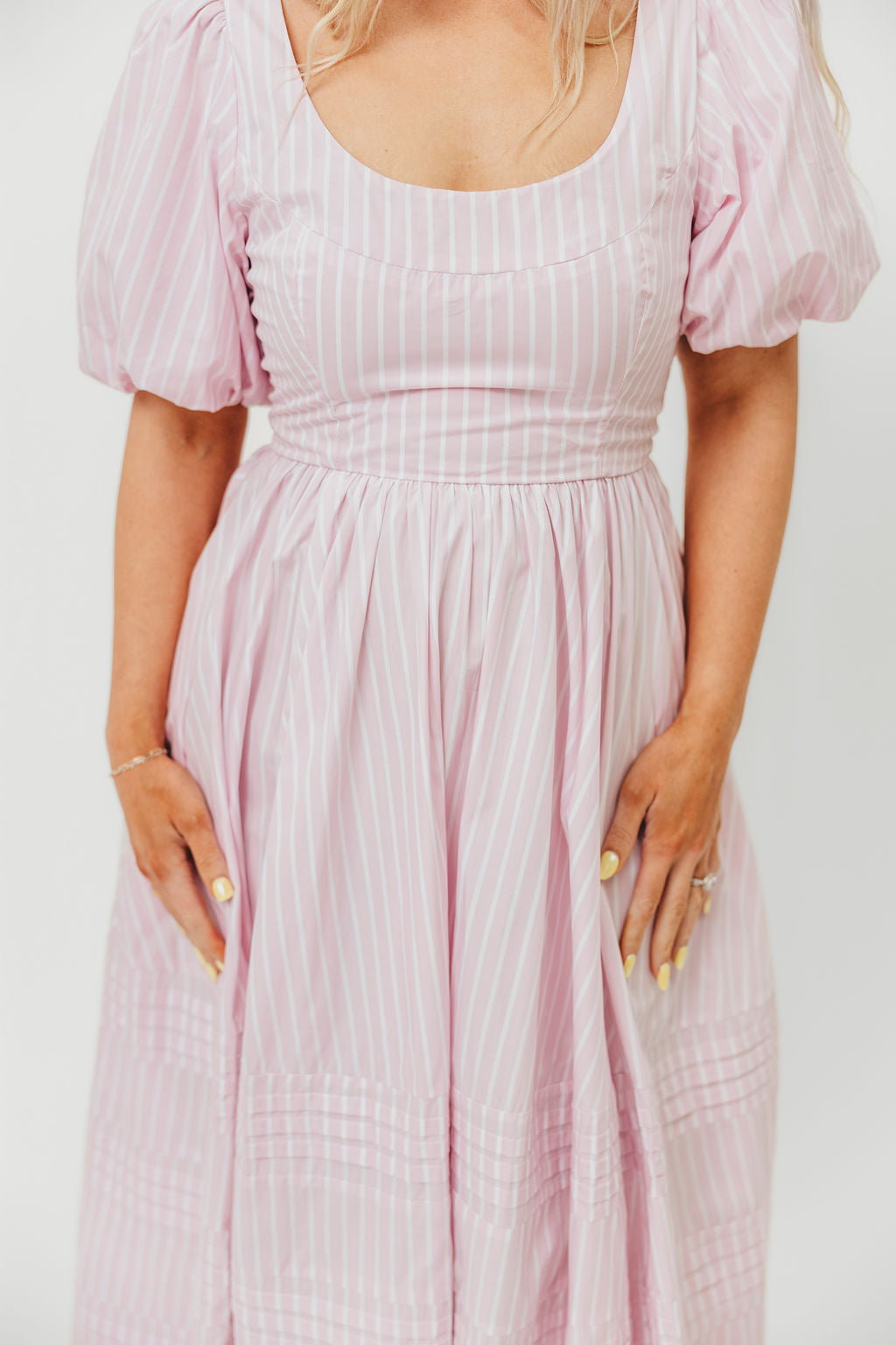 Abby 100% Cotton Midi Dress in Pink