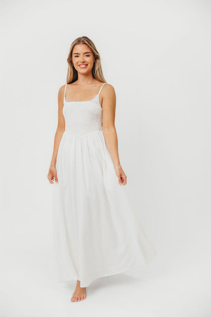 Josefina Smocked Maxi Dress in Off White