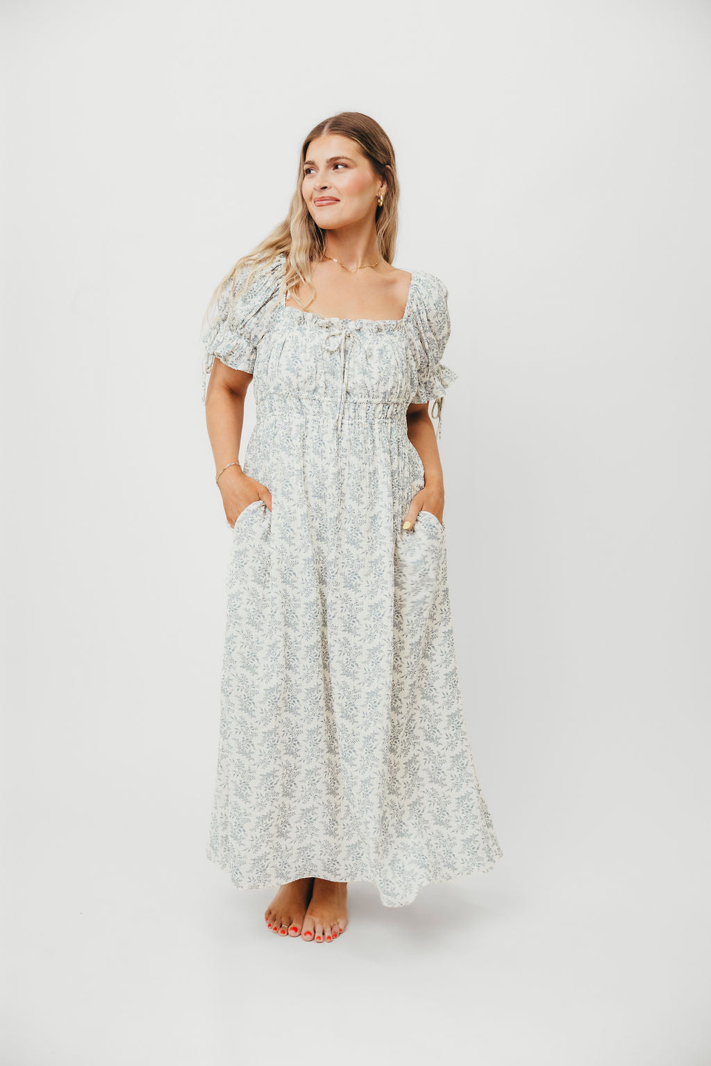 100% Cotton Savanna Steppe Dress in Blue- Bump Friendly & Inclusive Sizing