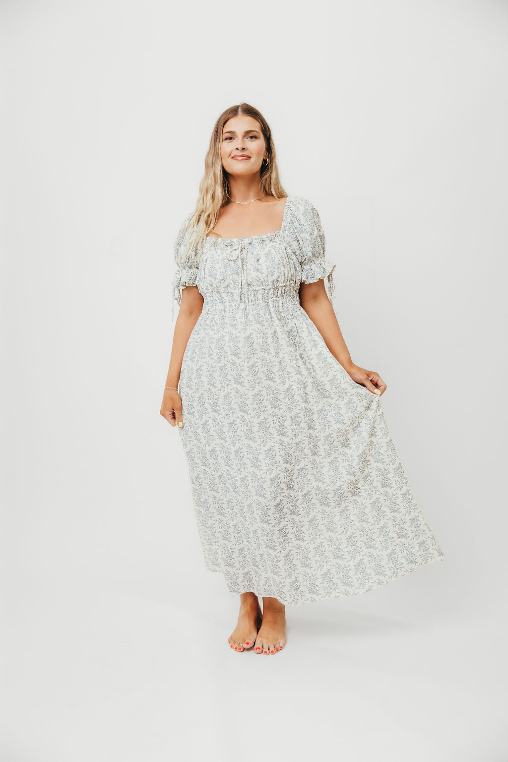 100% Cotton Savanna Steppe Dress in Blue- Bump Friendly & Inclusive Sizing