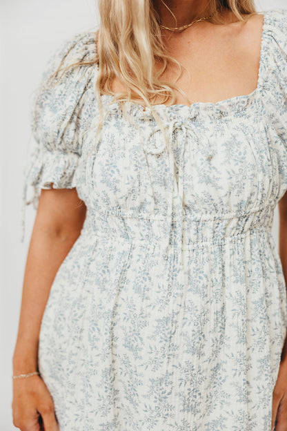 100% Cotton Savanna Steppe Dress in Blue- Bump Friendly & Inclusive Sizing