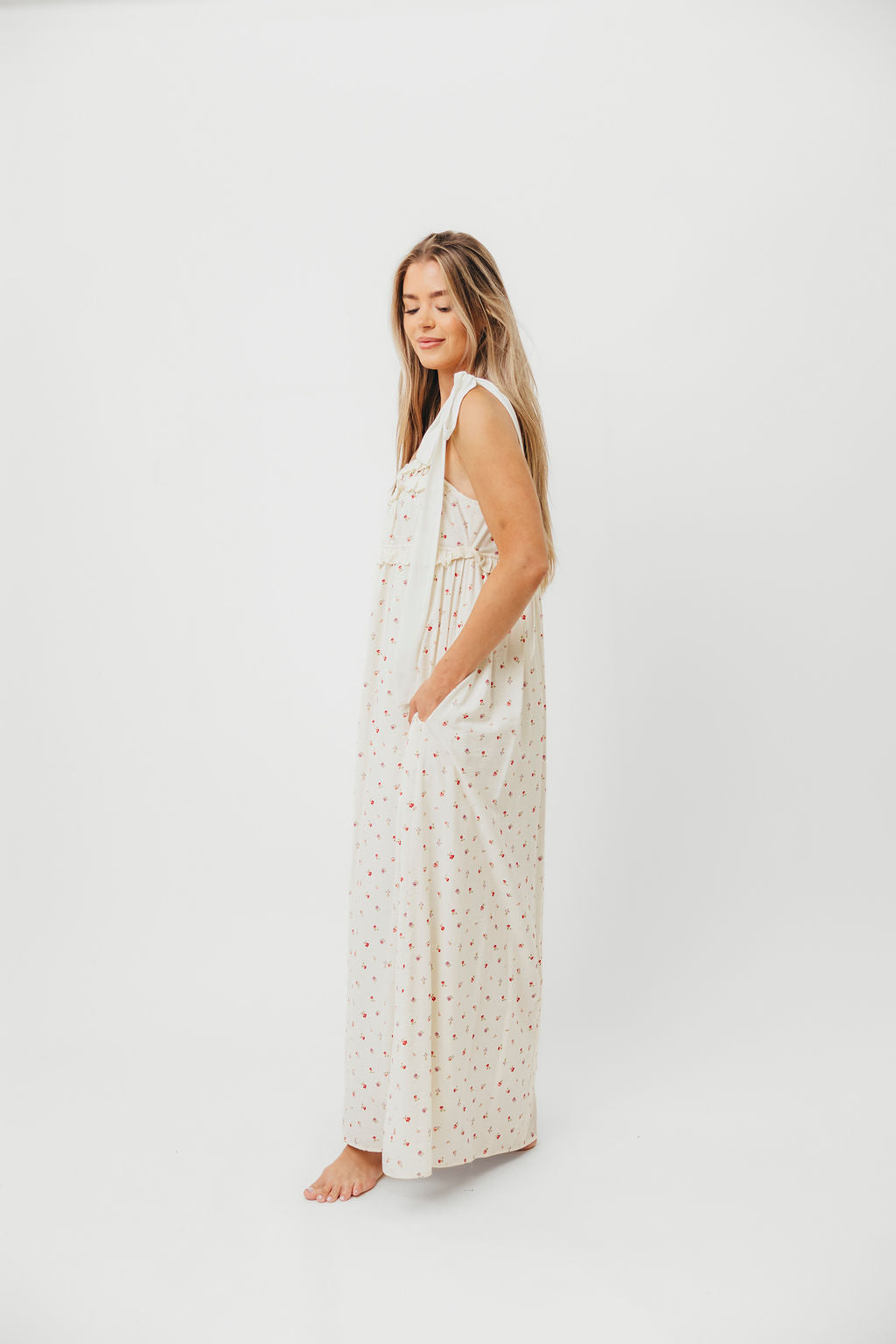 Ellery Tank Maxi Dress with Bow Straps in Primrose - Bump Friendly