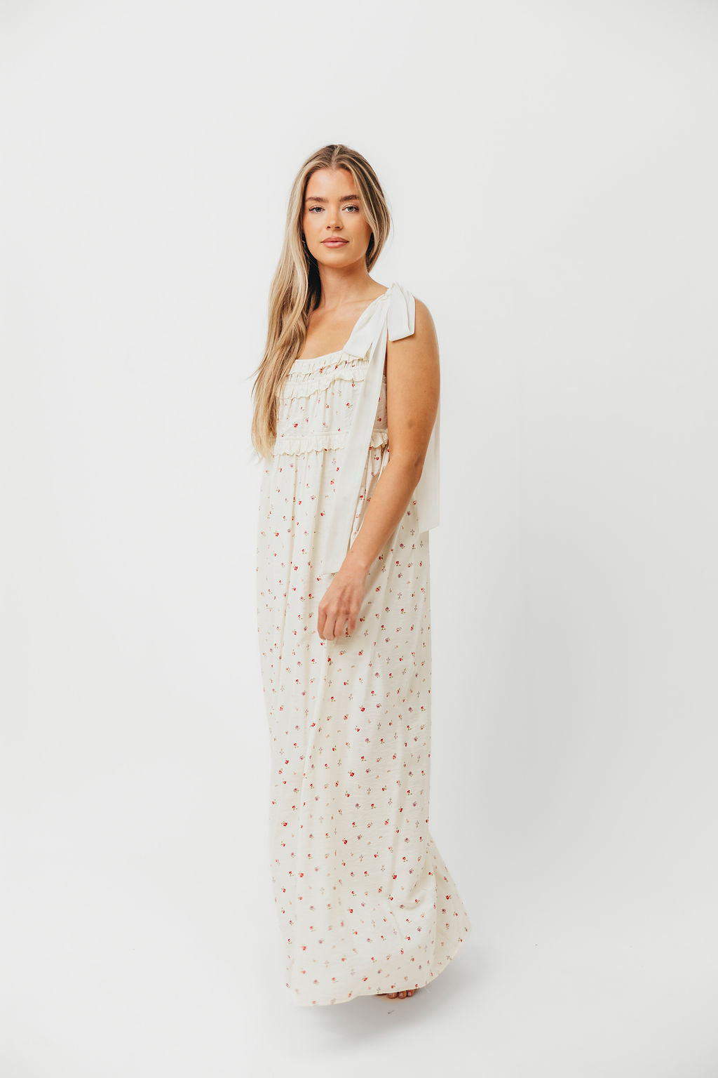 Ellery Tank Maxi Dress with Bow Straps in Primrose - Bump Friendly