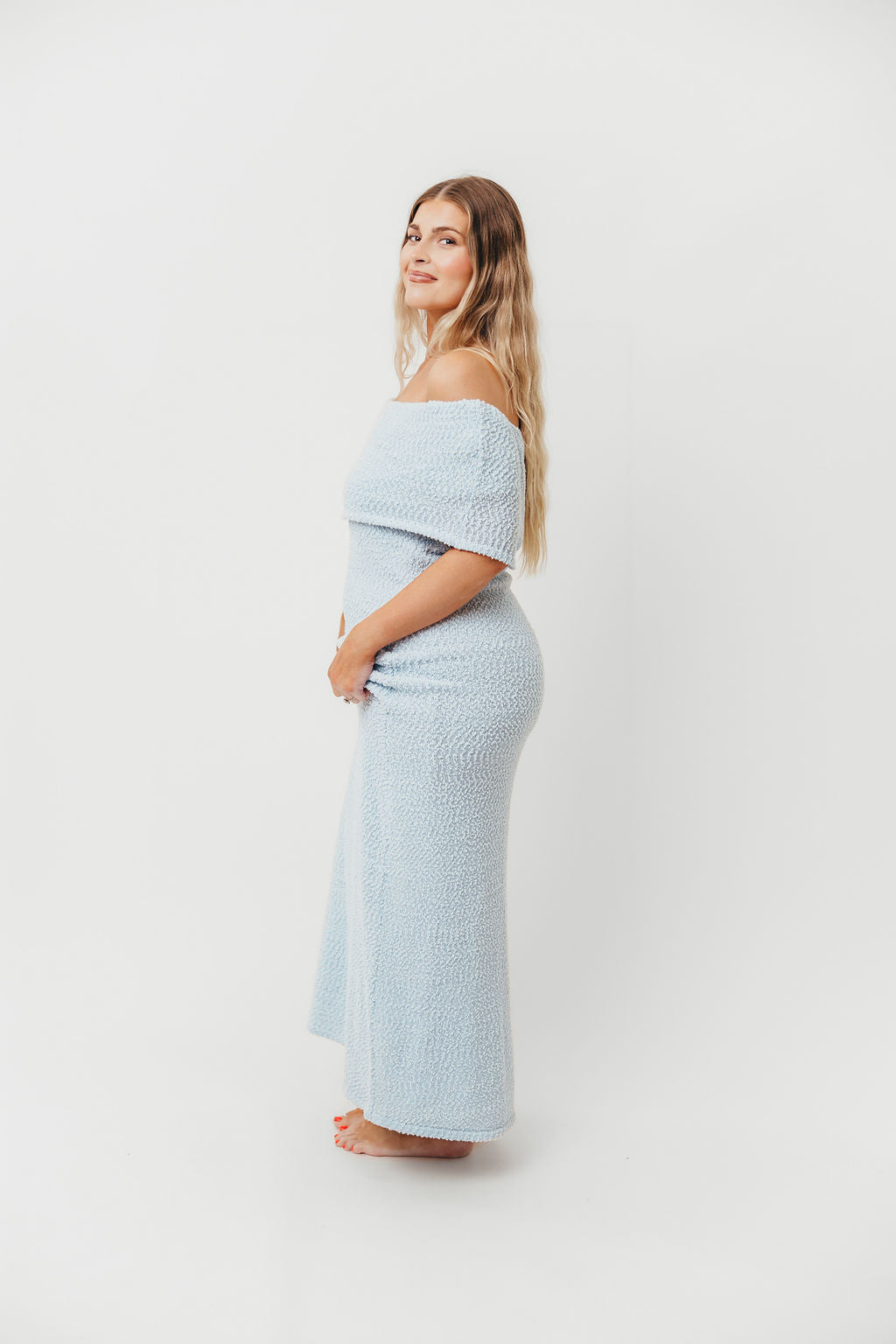 Brit Maxi Dress in Dusty Blue - Bump Friendly